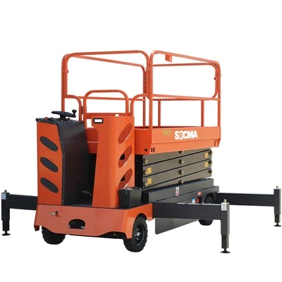 SOCMA 500 kg kapacitetshøjde på 9 m ectic Hydraulic Aerial Work Platform Station Driving Scissor Lift