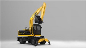 Batteri og motor hybrid gravemaskine på hjul